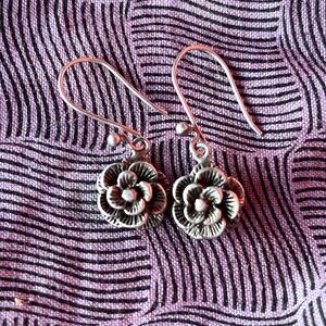 Sterling Silver Rose Earrings
